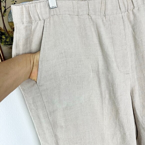 J. Jill Pure Jill Linen Pull On Pants Khaki Pockets Elastic Waist Size 1X - Picture 3 of 6